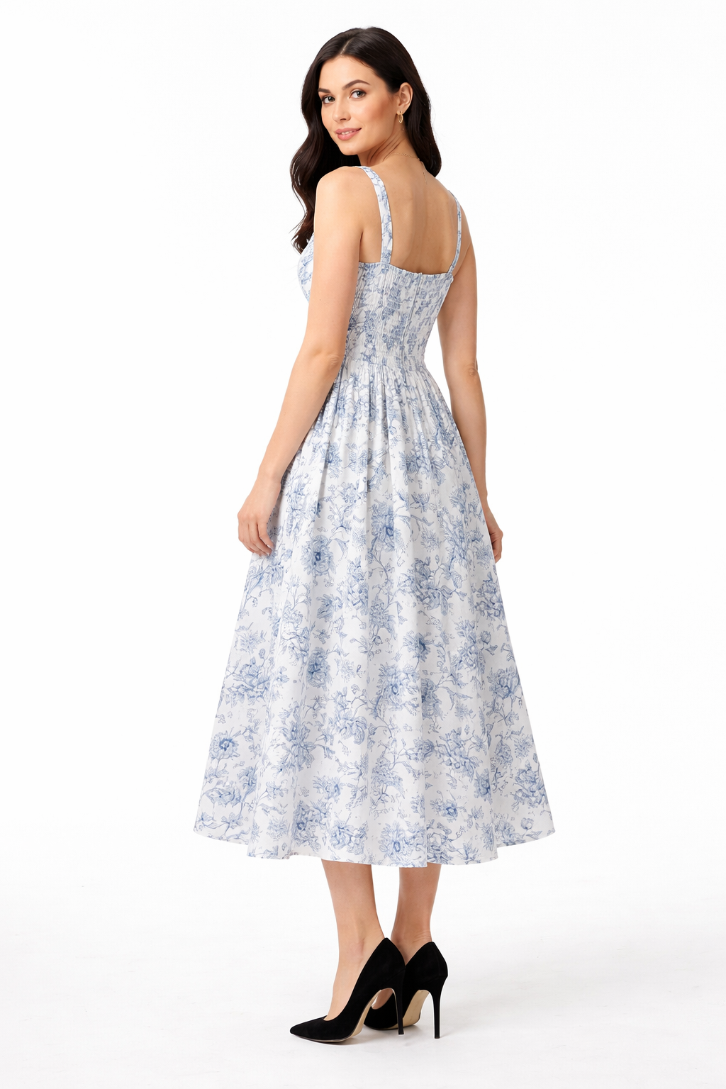 Navy White Floral Corset Summer Spring Dress for Women