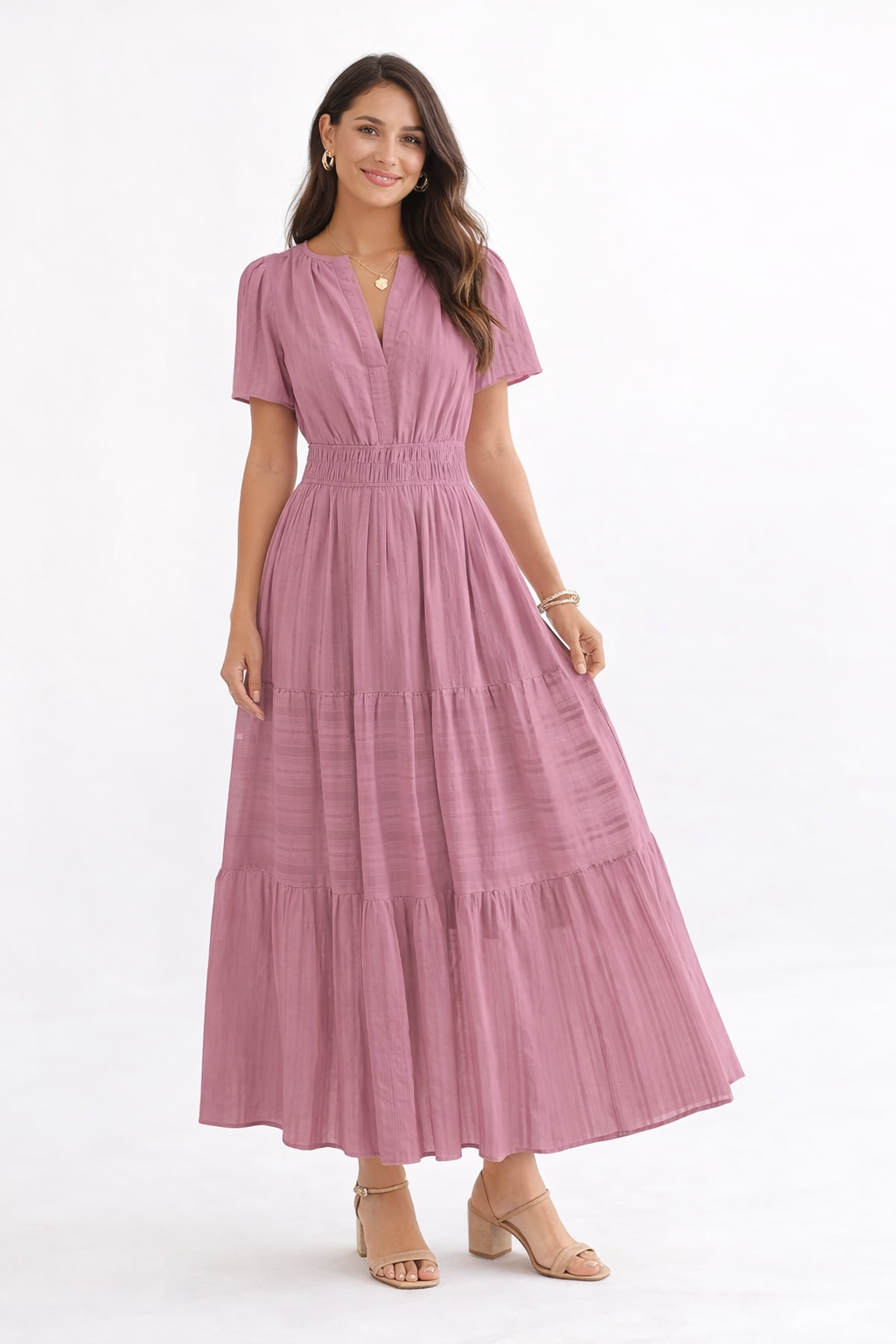 Dusty Pink Women’s Summer Midi and Maxi Dress – with Pockets