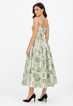 White Green Floral Corset Summer Spring Dress for Women