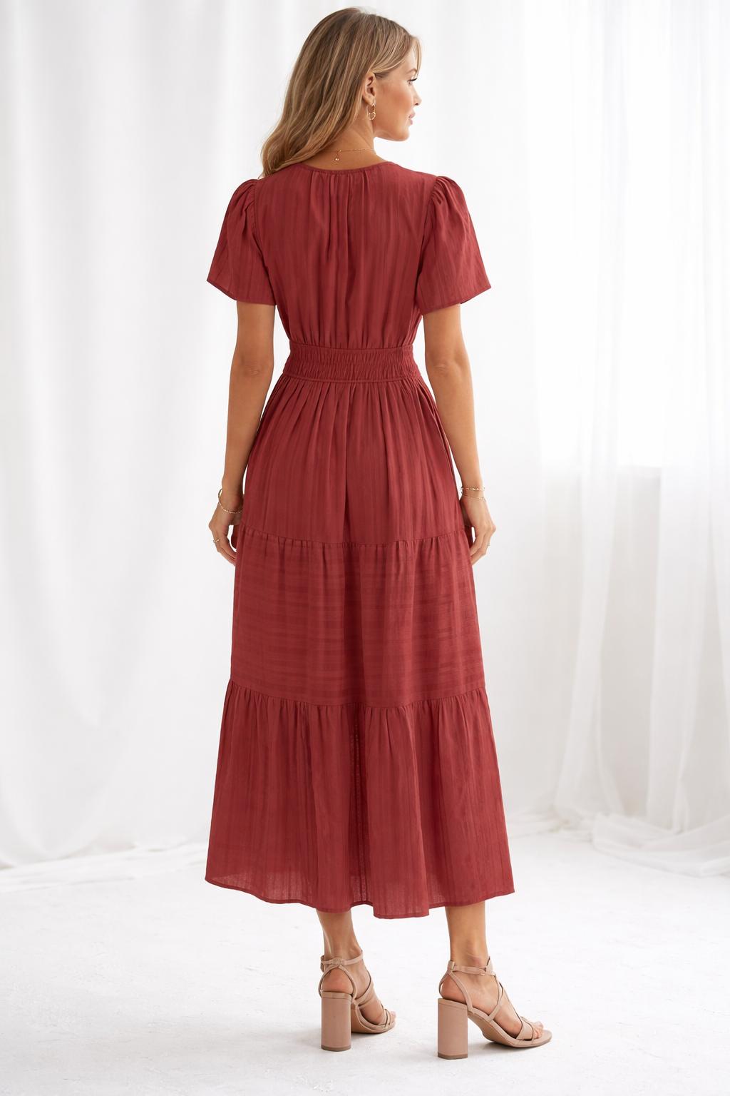 Brown Red Women’s Summer Midi and Maxi Dress – with Pockets