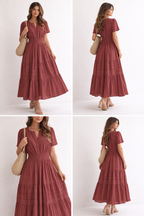 Brown Red Women’s Summer Midi and Maxi Dress – with Pockets