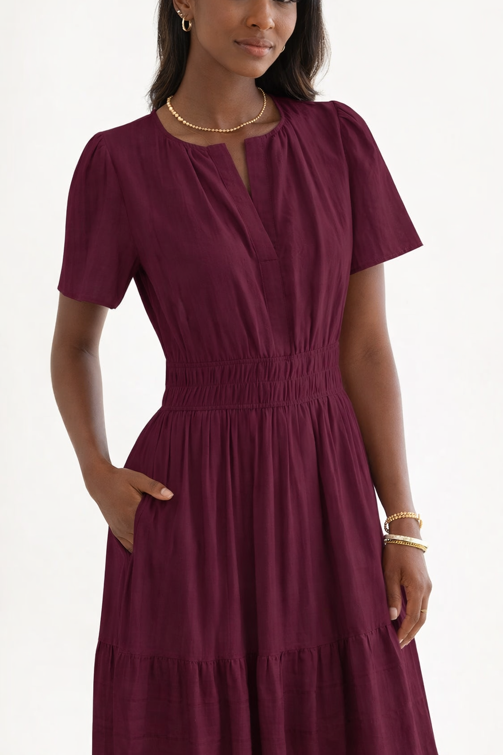 Red Wine Women’s Summer Midi and Maxi Dress – with Pockets